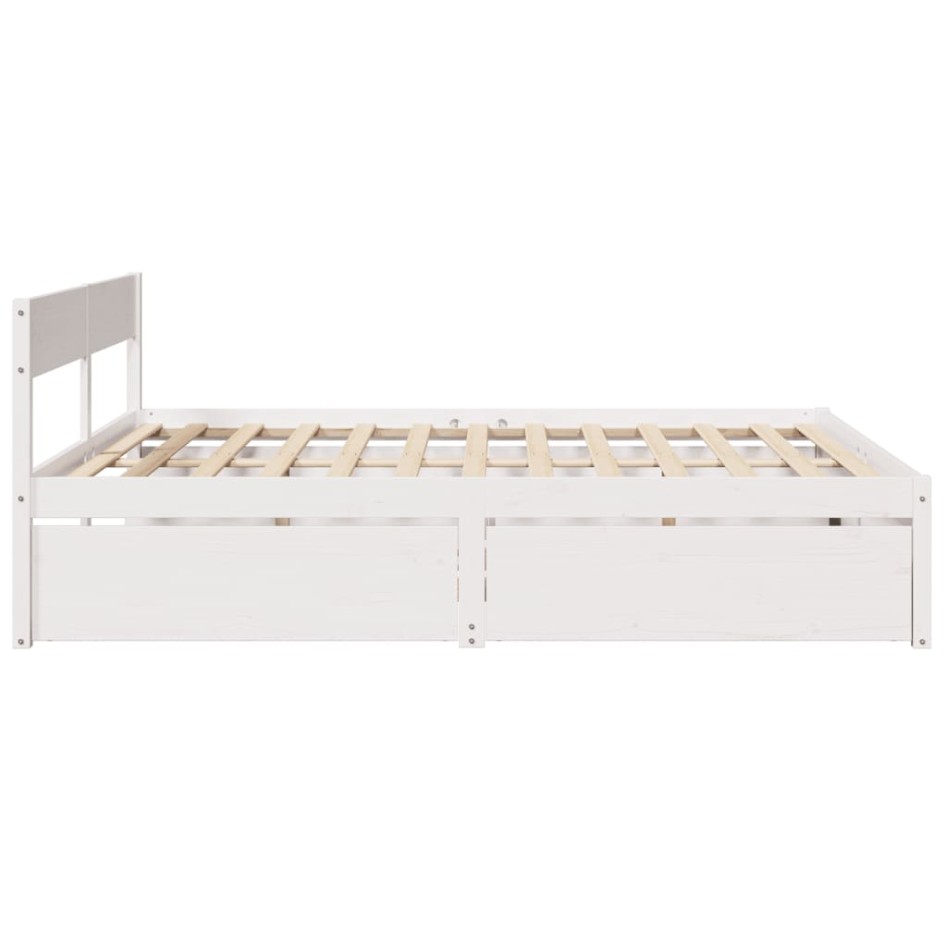 Estructura de cama sin colchón madera maciza blanca 200x200