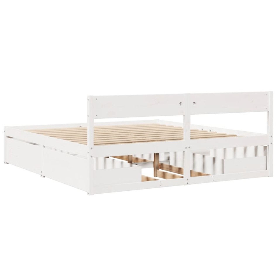 Estructura de cama sin colchón madera maciza blanca 200x200