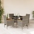 Set comedor jardín 5 pzas y cojines ratán sintético vidrio