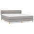 Cama box spring con colchón tela gris claro 180x200