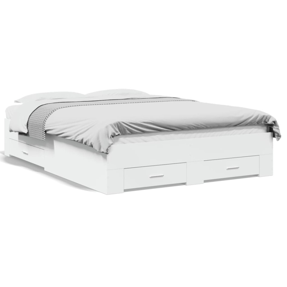 Cama con cajones madera de ingeniería blanco 120x200