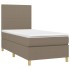Cama box spring colchón y luces LED gris taupe 80x200