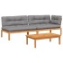 Set de sofás de palets de jardín y cojines 3 pzas madera