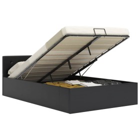 Cama canapé hidráulica cuero sintético negro 120x200