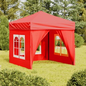 Carpa para fiestas plegable con paredes laterales rojo 2x2