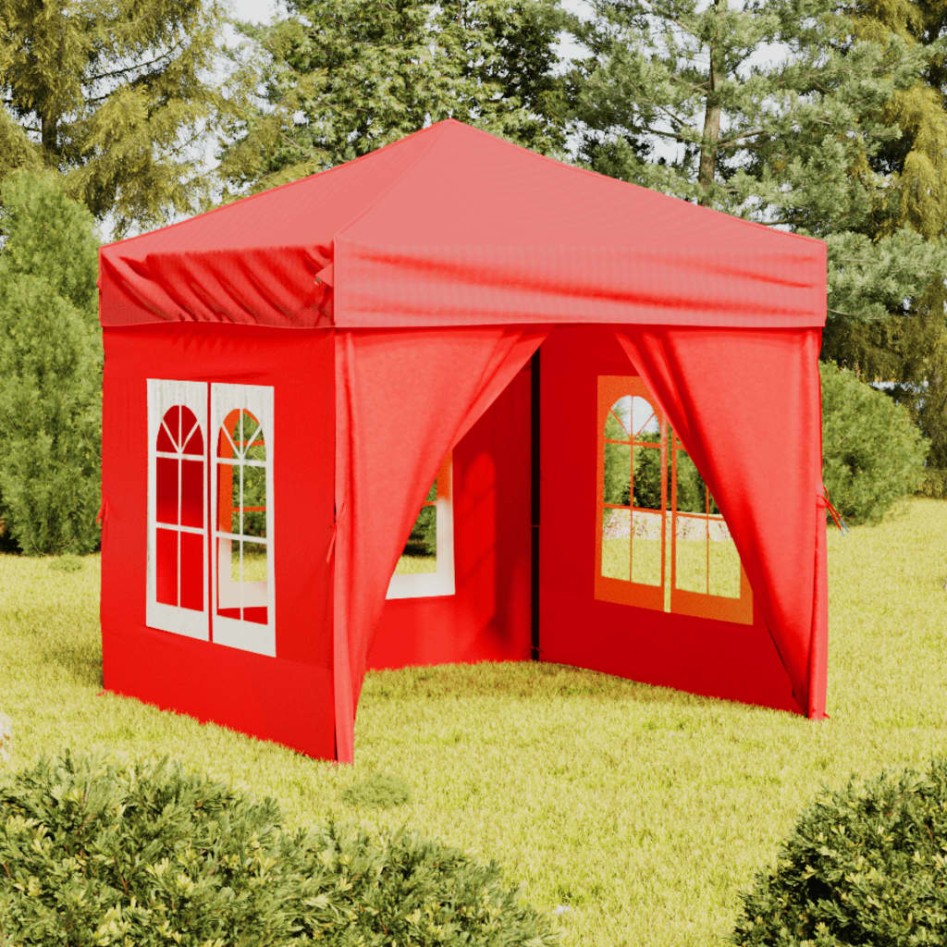 Carpa para fiestas plegable con paredes laterales rojo 2x2