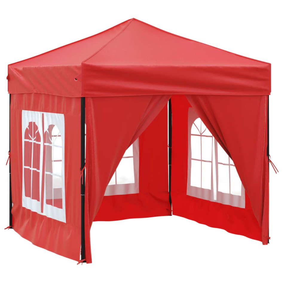 Carpa para fiestas plegable con paredes laterales rojo 2x2