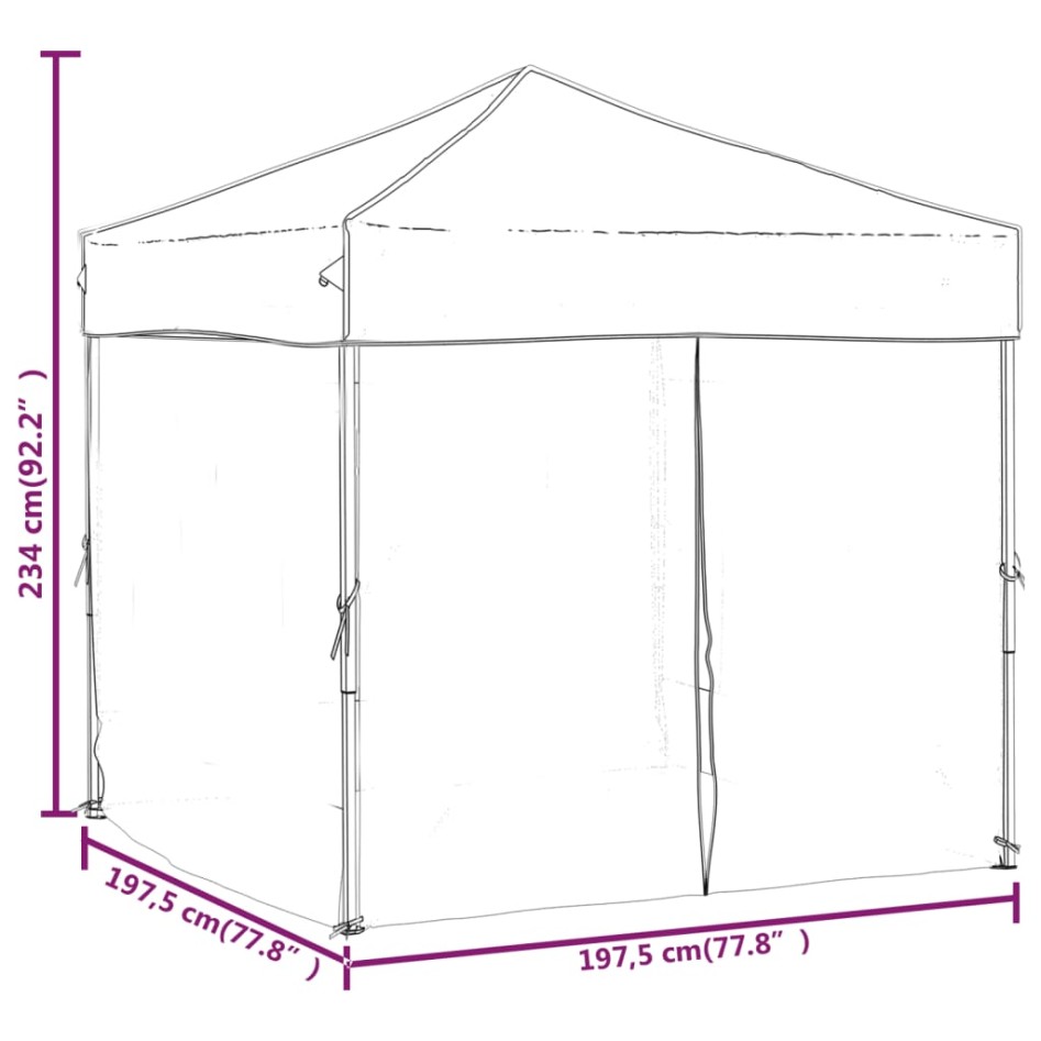 Carpa para fiestas plegable con paredes laterales rojo 2x2