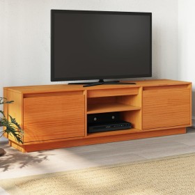 Mueble de TV madera maciza de pino marrón cera 140x35x40