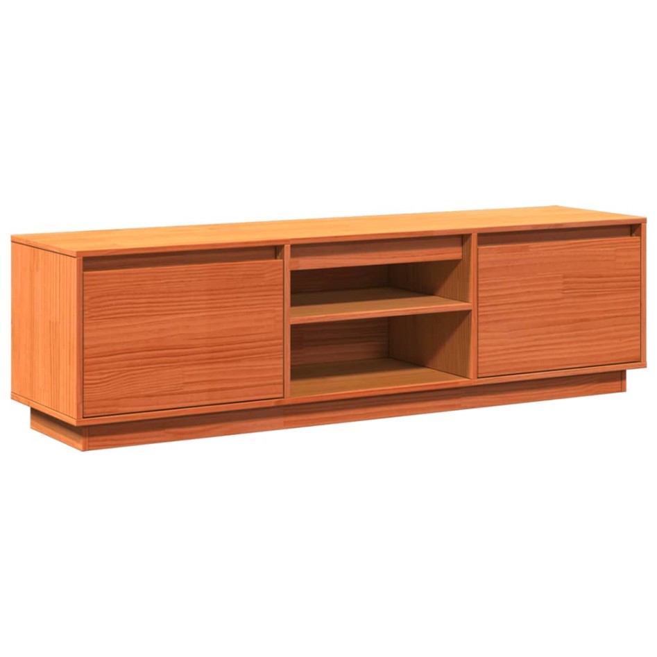 Mueble de TV madera maciza de pino marrón cera 140x35x40