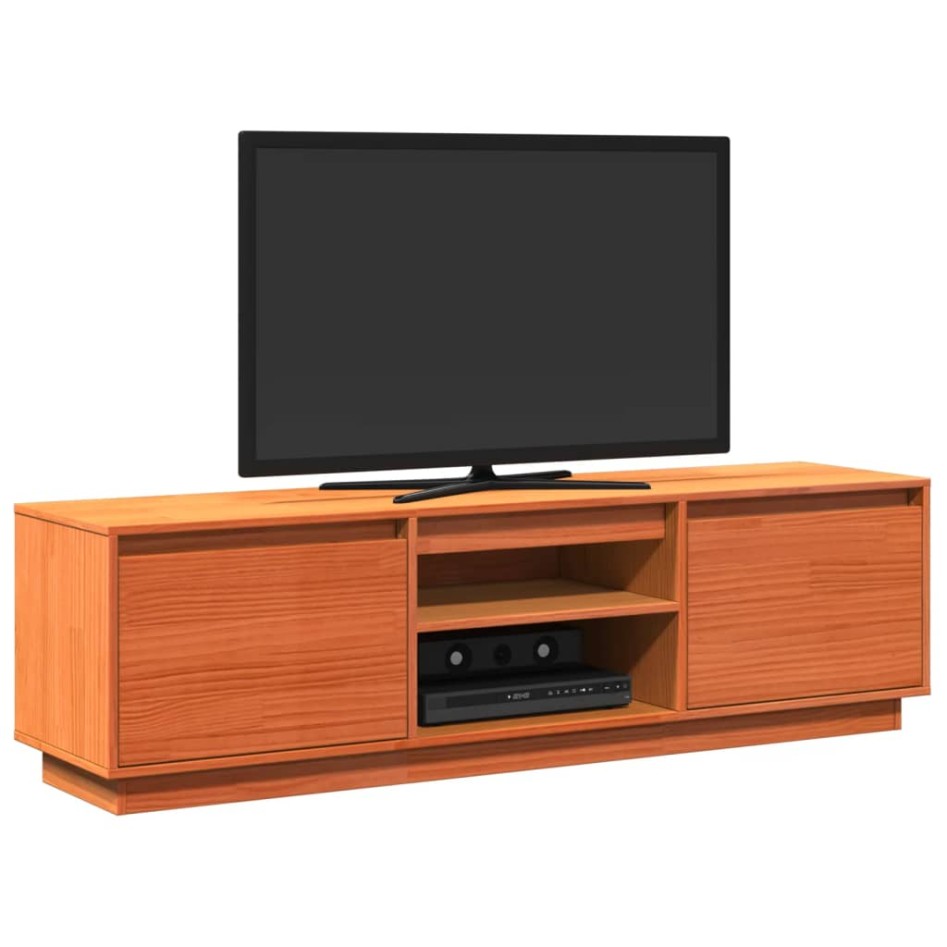 Mueble de TV madera maciza de pino marrón cera 140x35x40