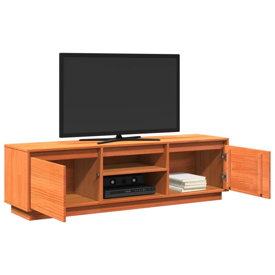 Mueble de TV madera maciza de pino marrón cera 140x35x40