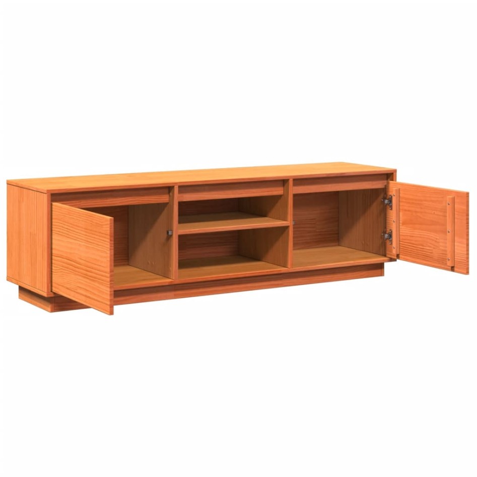 Mueble de TV madera maciza de pino marrón cera 140x35x40