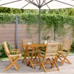 Set de comedor jardín 5 pzas polipropileno madera maciza beige
