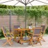 Set de comedor de jardín 5 pzas tela madera maciza
