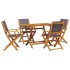 Set de comedor de jardín 5 pzas tela madera maciza