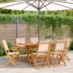 Set de comedor de jardín 7 pzas tela madera maciza beige