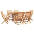 Set de comedor de jardín 7 pzas tela madera maciza