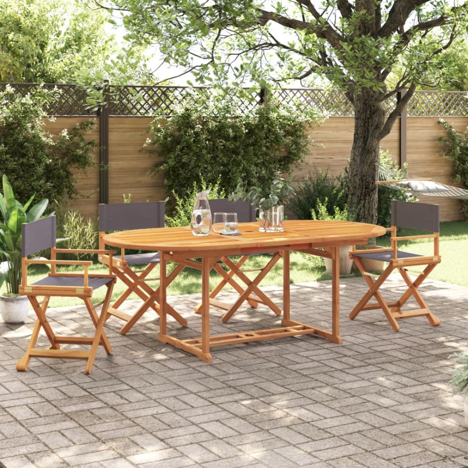 Sillas de jardín plegables 4 unidades tela gris