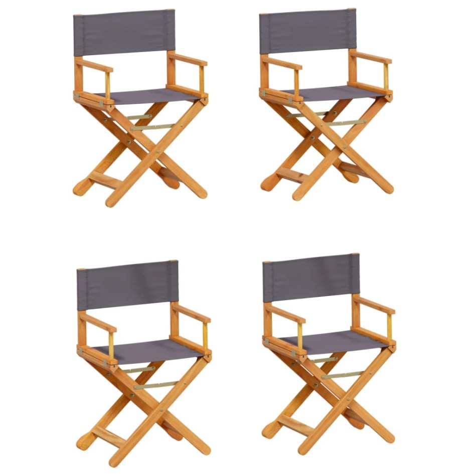Sillas de jardín plegables 4 unidades tela gris