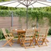Set de comedor de jardín 7 pzas ratán PE madera maciza beige