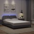 Estructura cama con luces LED cuero sintético gris 140x200