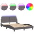 Estructura cama con luces LED cuero sintético gris 140x200