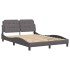 Estructura cama con luces LED cuero sintético gris 140x200