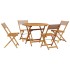 Set de comedor de jardín 5 pzas tela madera maciza gris