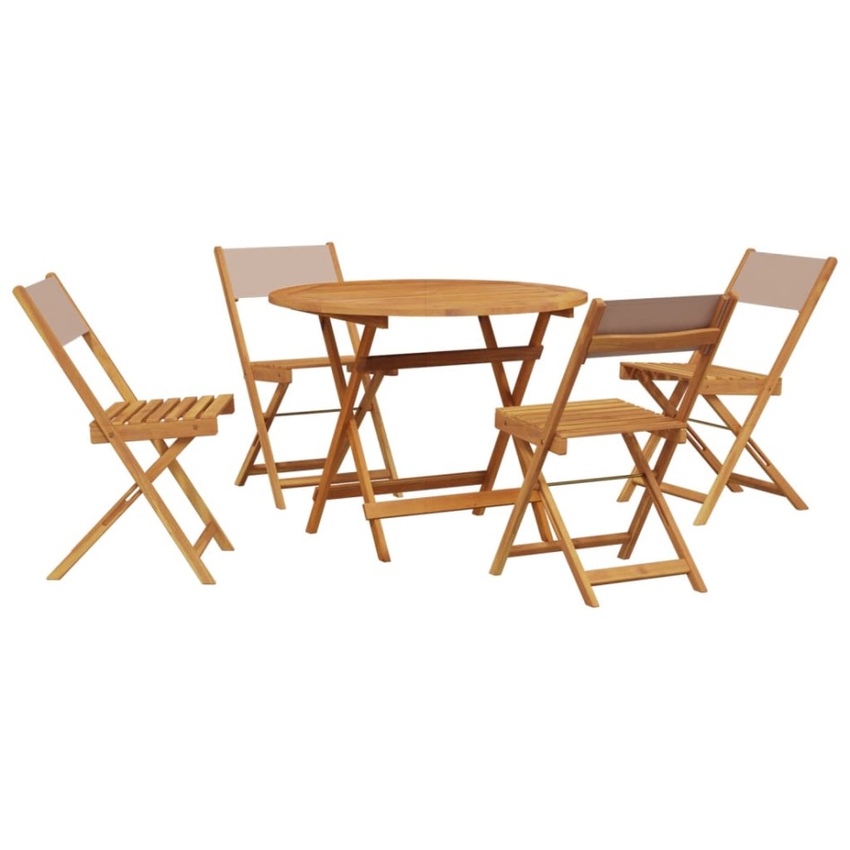 Set de comedor de jardín 5 pzas tela madera maciza gris
