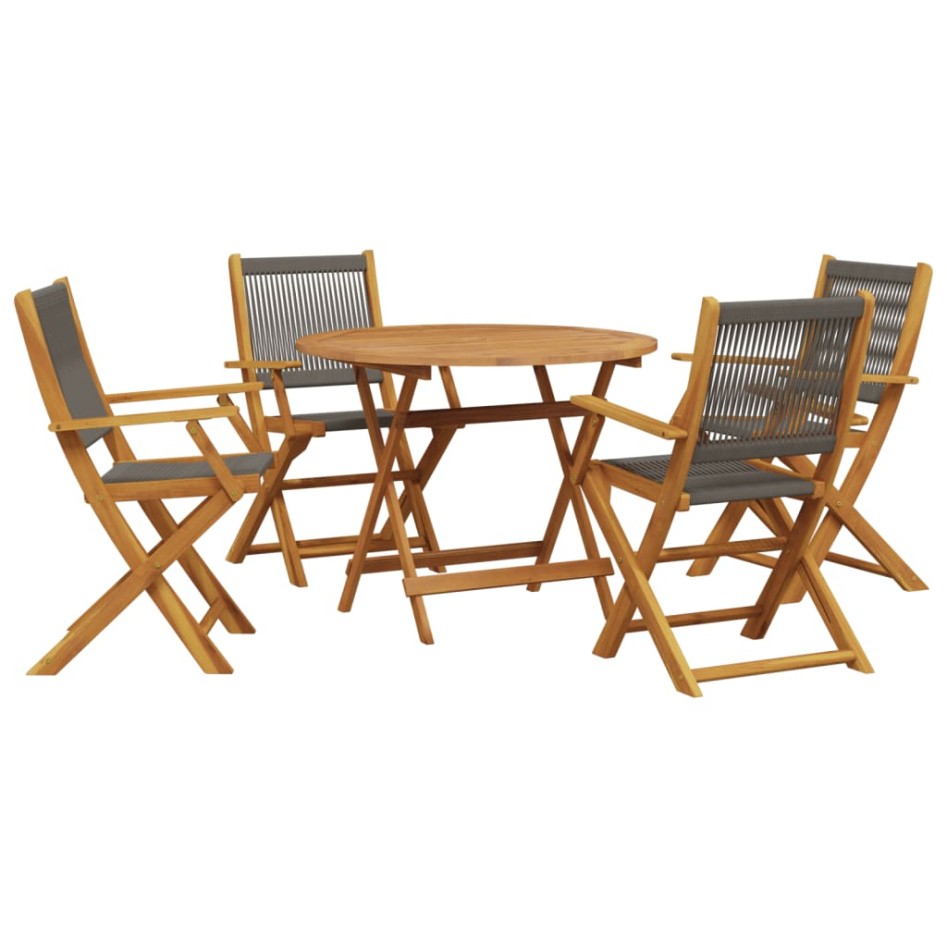 Set de comedor jardín 5 pzas polipropileno madera maciza