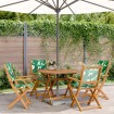Set de comedor jardín 5 pzas tela madera maciza estampado hojas