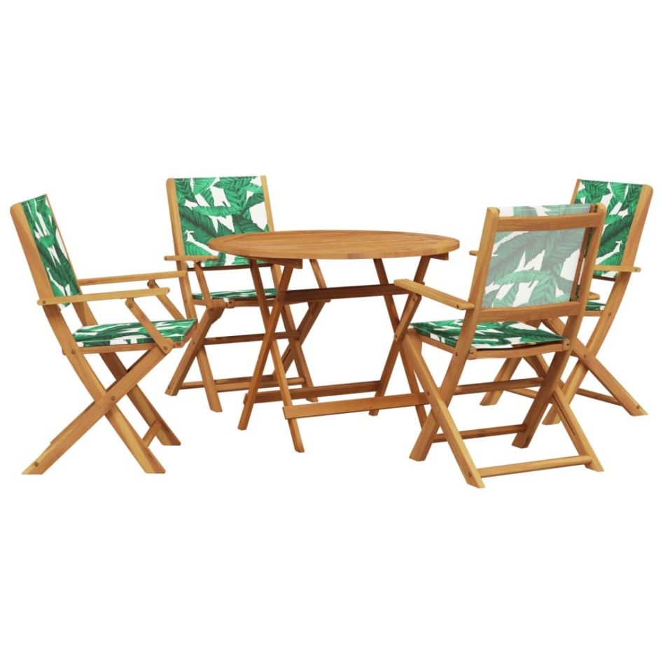 Set de comedor jardín 5 pzas tela madera maciza estampado