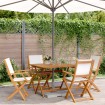 Set de comedor de jardín 5 pzas tela madera maciza blanco crema