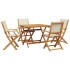 Set de comedor de jardín 5 pzas tela madera maciza blanco
