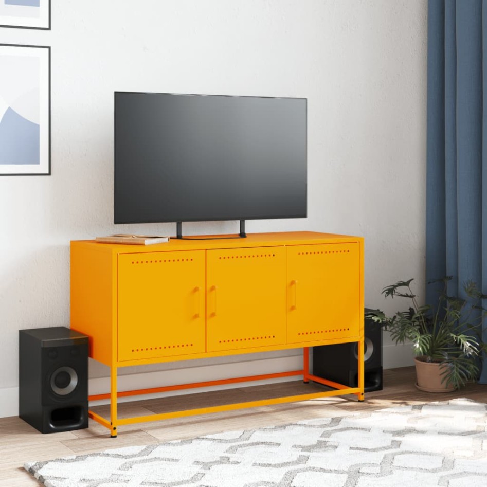 Mueble para TV de acero amarillo mostaza 100,5x39x60,5