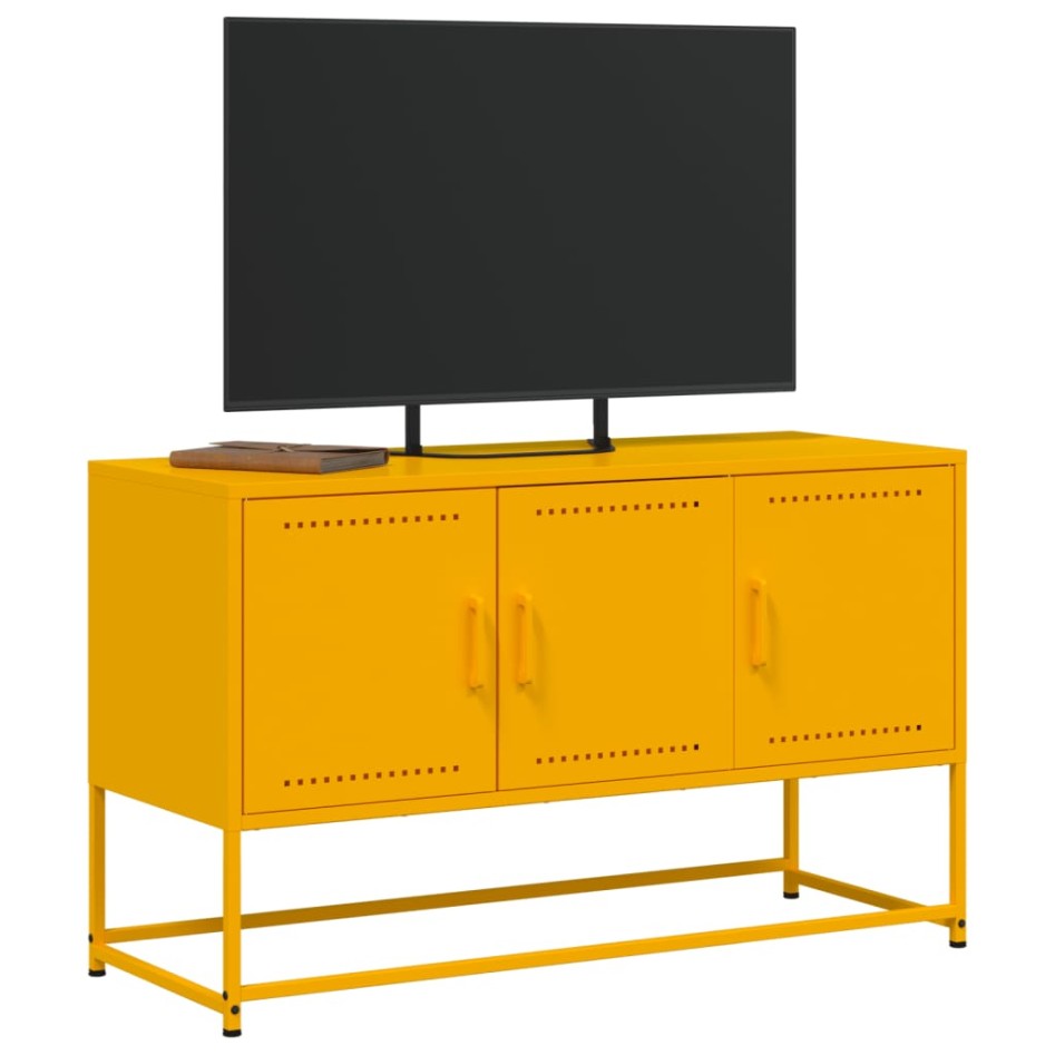 Mueble para TV de acero amarillo mostaza 100,5x39x60,5