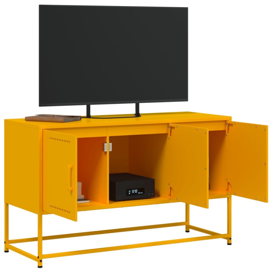 Mueble para TV de acero amarillo mostaza 100,5x39x60,5
