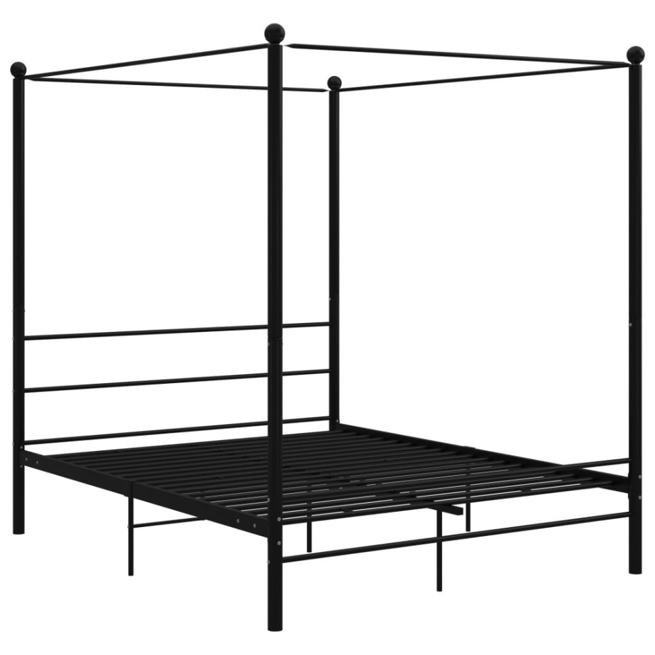 Estructura de cama con dosel metal negro 160x200