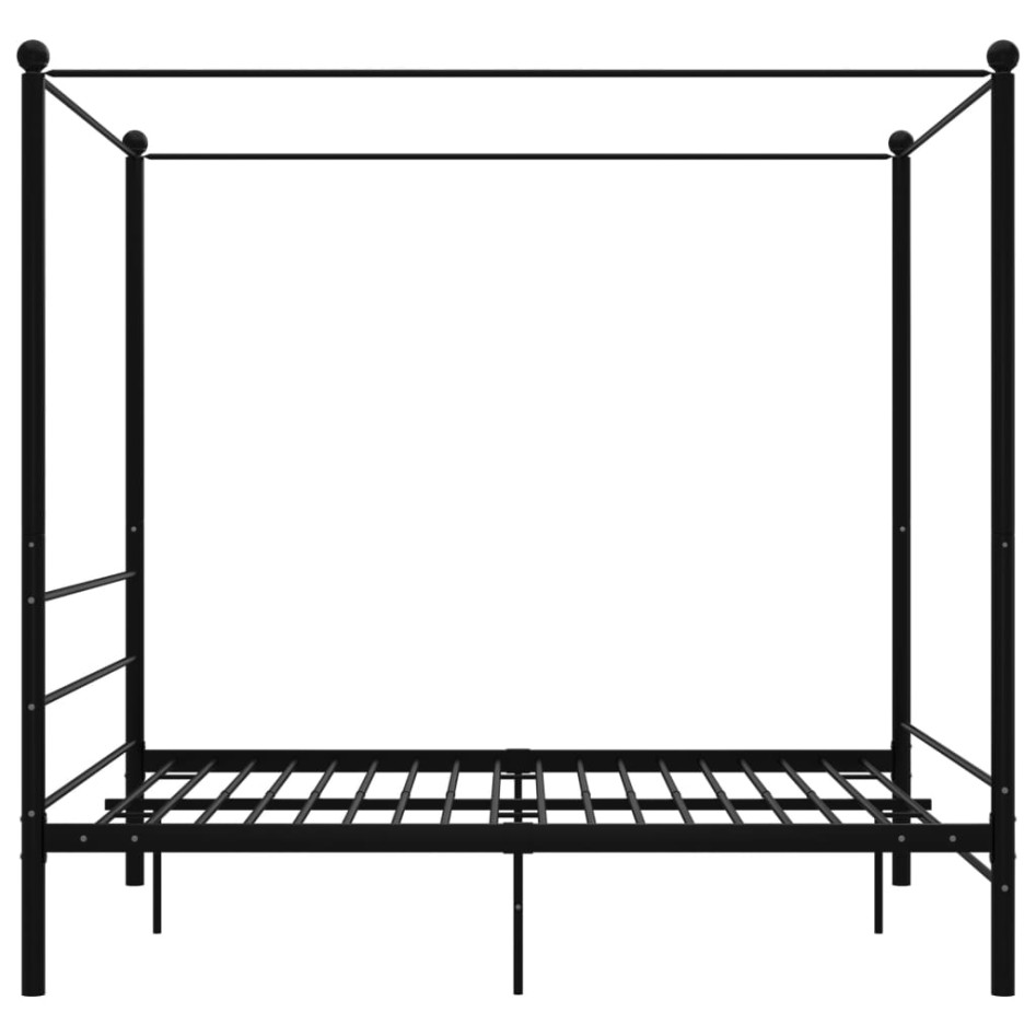 Estructura de cama con dosel metal negro 160x200