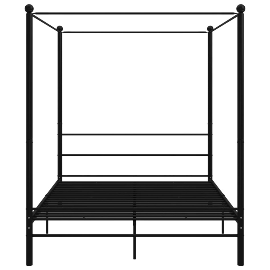 Estructura de cama con dosel metal negro 160x200