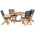 Set de comedor de jardín 5 pzas ratán PE madera maciza