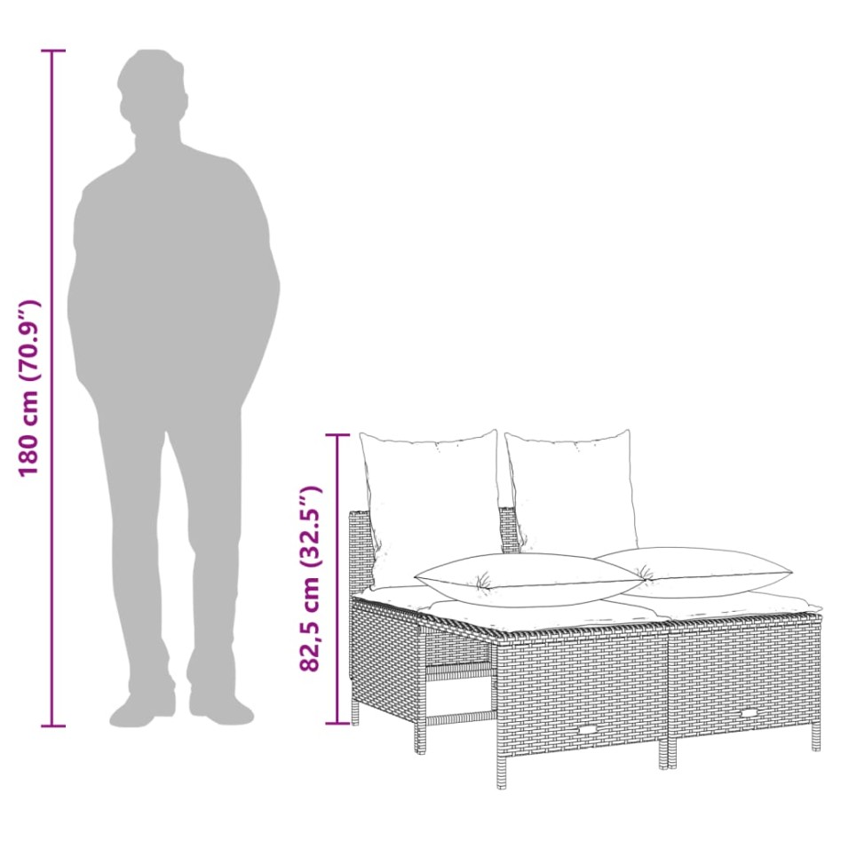Set de sofás jardín y cojines 5 pzas ratán sintético gris