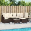 Set comedor de jardín 5 piezas y cojines ratán sintético marrón