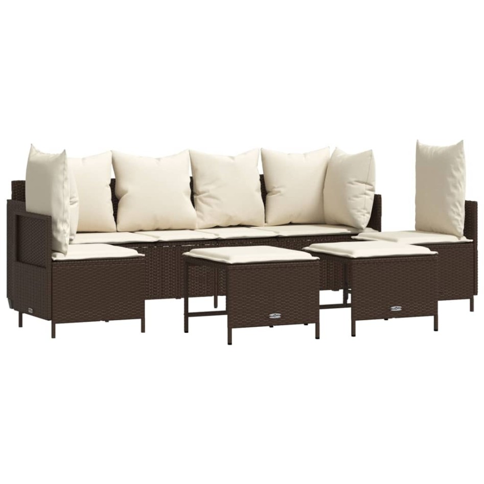 Set comedor de jardín 5 piezas y cojines ratán sintético