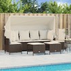Set comedor de jardín 5 piezas y cojines ratán sintético marrón