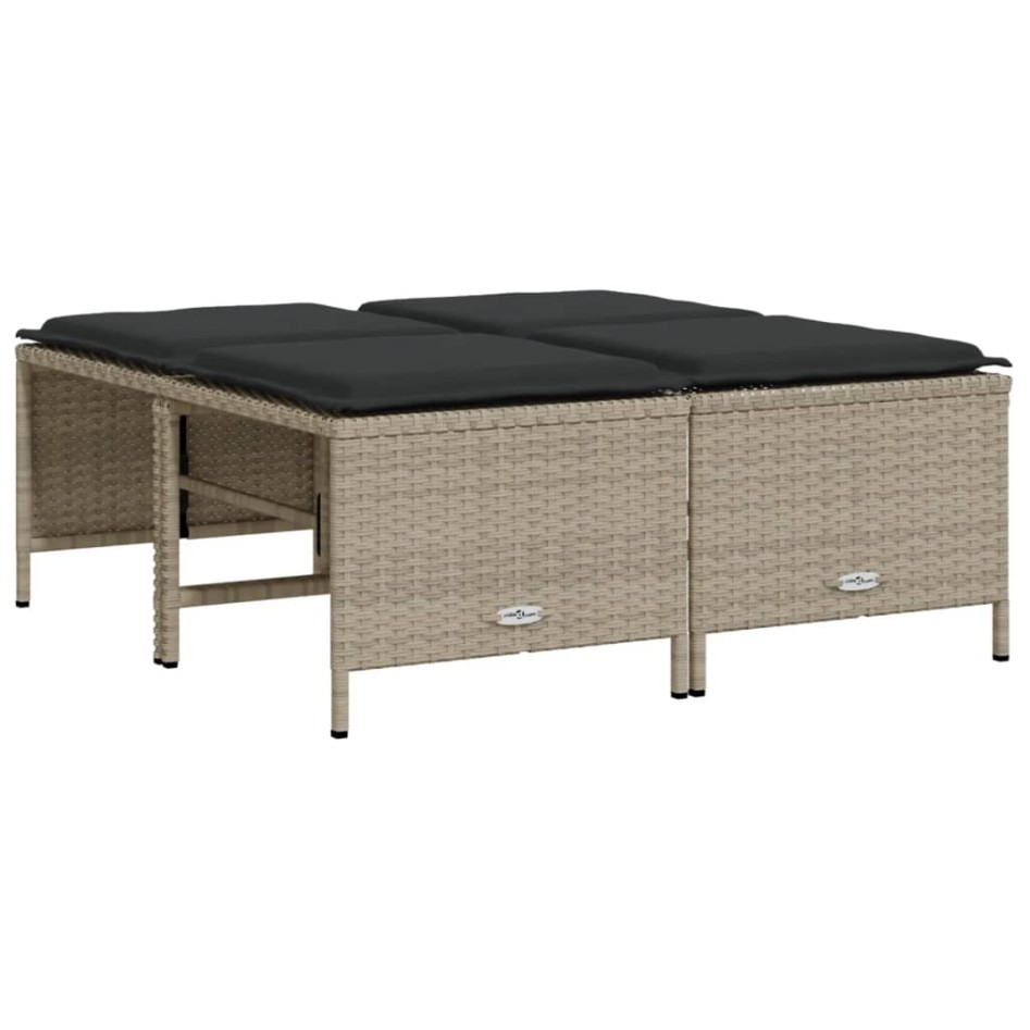 Set de sofás jardín y cojines 5 pzas ratán sintético gris