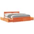 Cama con cajones y colchón madera maciza pino marrón 180x200