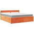 Cama con cajones y colchón madera maciza pino marrón 180x200