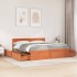 Cama con cajones y colchón madera maciza pino marrón 180x200